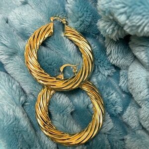 Elegant Gold and Silver Twisted Hoop Earrings